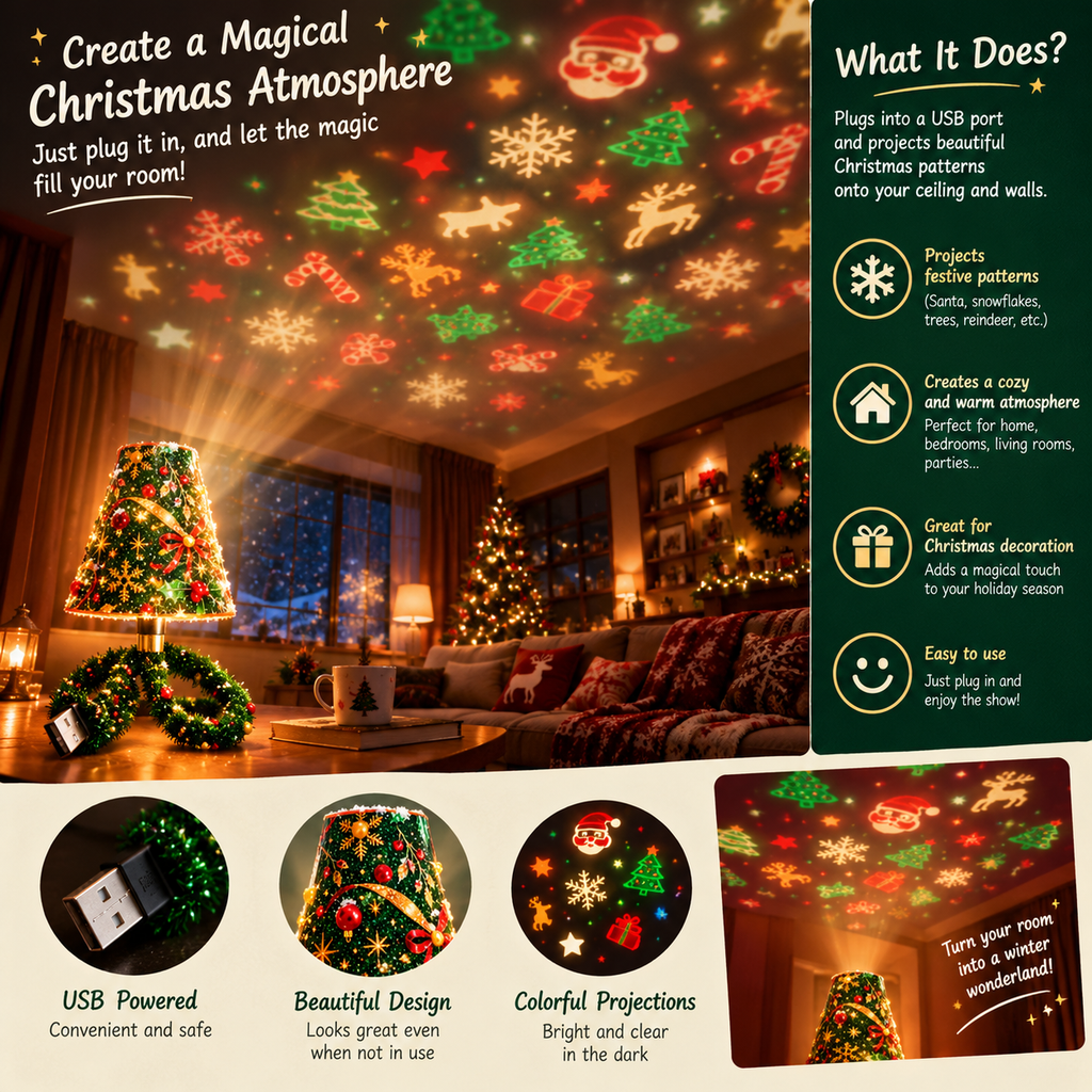 AuraGlow Living Christmas Projector Light
