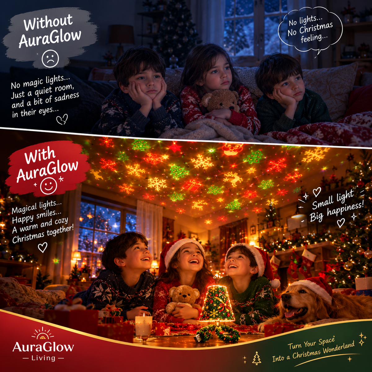 AuraGlow Living Christmas Projector Light